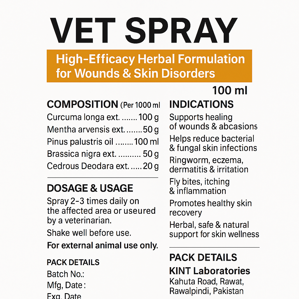 VFI Vet Spray – Advanced Veterinary Wound & Skin Disorder Spray for Livestock